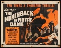 8g701 HUNCHBACK OF NOTRE DAME style A 1/2sh R1952 Victor Hugo, Charles Laughton, cool artwork!