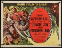 8g721 JUNGLE JIM IN THE FORBIDDEN LAND black title style 1/2sh 1951 art of Johnny Weissmuller!