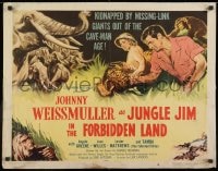 8g720 JUNGLE JIM IN THE FORBIDDEN LAND red title style 1/2sh 1951 Johnny Weissmuller & fake manimals