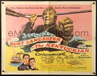 8g726 KENTUCKIAN style A 1/2sh 1955 art of star & director Burt Lancaster with frontier family!