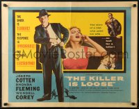8g731 KILLER IS LOOSE style A 1/2sh 1956 cop Joseph Cotten uses wife Rhonda Fleming as bait!