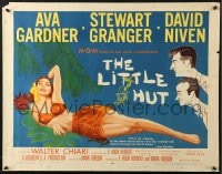 8g753 LITTLE HUT style A 1/2sh 1957 art of barely-dressed tropical Ava Gardner with sexy eyes!