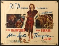 8g785 MISS SADIE THOMPSON 2D 1/2sh 1953 sexy smoking prostitute Rita Hayworth is on the prowl!