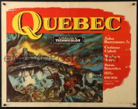 8g844 QUEBEC style B 1/2sh 1951 Corinne Calvet, art of by men fighting in huge battle in Canada!