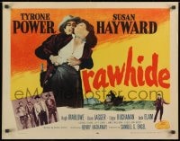 8g855 RAWHIDE 1/2sh R1956 Tyrone Power & pretty Susan Hayward in western action!