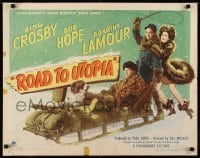 8g862 ROAD TO UTOPIA style A 1/2sh 1946 art of Bob Hope, sexy Dorothy Lamour & Bing Crosby!