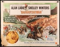 8g871 SASKATCHEWAN style B 1/2sh 1954 great artwork of Mountie Alan Ladd & sexy Shelley Winters!