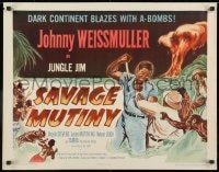 8g875 SAVAGE MUTINY 1/2sh 1953 art of Johnny Weissmuller as Jungle Jim fighting island natives!