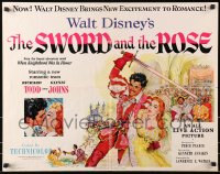 8g920 SWORD & THE ROSE style A 1/2sh 1953 Walt Disney, art of Richard Todd swinging sword & Glynis Johns!