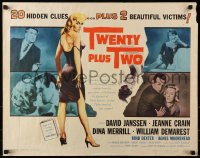 8g951 TWENTY PLUS TWO 1/2sh 1961 David Janssen, Jeanne Crain, 20 deadly clues & 2 shady ladies!