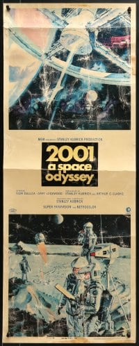 8g003 2001: A SPACE ODYSSEY insert 1968 Kubrick, space wheel & astronauts art by McCall!
