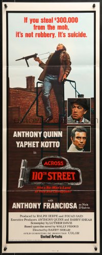 8g010 ACROSS 110th STREET insert 1972 Anthony Quinn, Yaphet Kotto, Anthony Franciosa, different!