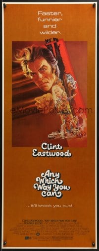 8g022 ANY WHICH WAY YOU CAN insert 1980 cool artwork of Clint Eastwood & Clyde by Bob Peak!