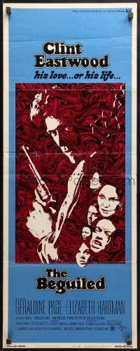 8g029 BEGUILED insert 1971 cool psychedelic art of Clint Eastwood & Geraldine Page, Don Siegel