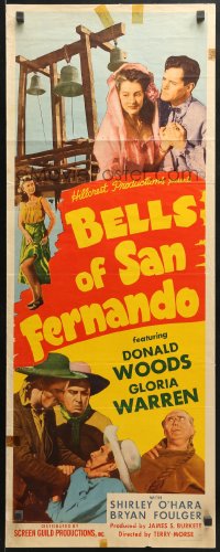 8g030 BELLS OF SAN FERNANDO insert 1947 Donald Woods, sexy Gloria Warren, gold, romance, oppression