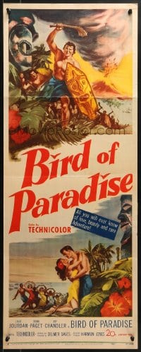 8g034 BIRD OF PARADISE insert 1951 art of barechested Louis Jourdan & tropical sexy Debra Paget!