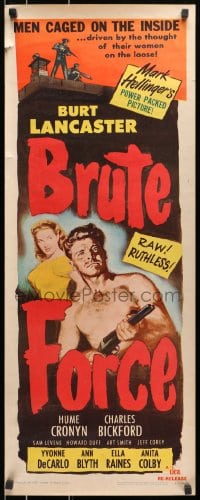 8g041 BRUTE FORCE insert R1956 art of tough Burt Lancaster & sexy full-length Yvonne DeCarlo!