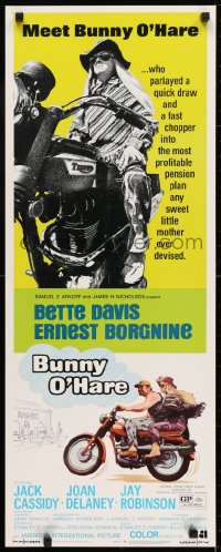 8g045 BUNNY O'HARE insert 1971 Bette Davis & Ernest Borgnine on motorcycles!