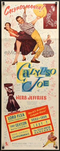 8g050 CALYPSO JOE insert 1957 Herb Jeffries, sexy Angie Dickinson, bongo beat, cool images!