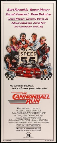 8g052 CANNONBALL RUN insert 1981 Burt Reynolds, Farrah Fawcett, Drew Struzan car racing art!