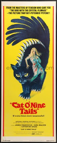8g057 CAT O' NINE TAILS insert 1971 Dario Argento's Il Gatto a Nove Code, wild horror art of cat!