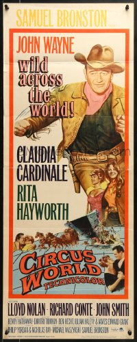 8g064 CIRCUS WORLD insert 1965 John Wayne, sexiest Claudia Cardinale & Rita Hayworth!