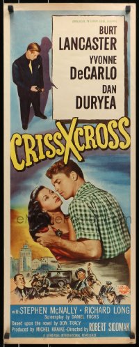 8g079 CRISS CROSS insert R1958 Burt Lancaster & Yvonne De Carlo, Robert Siodmak film noir!
