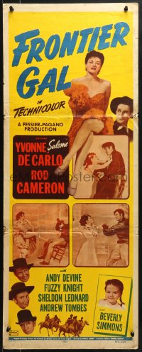 8g128 FRONTIER GAL insert R1952 full-length sexy showgirl Yvonne De Carlo, Rod Cameron!