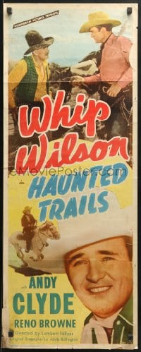 8g155 HAUNTED TRAILS insert 1949 cowboy Whip Wilson, Andy Clyde, Reno Browne!