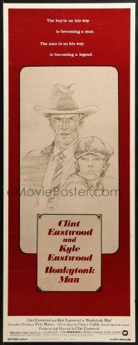 8g168 HONKYTONK MAN insert 1982 cool art of Clint Eastwood & his son Kyle Eastwood by J. Isom!