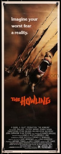 8g176 HOWLING style D insert 1981 Joe Dante, cool art of screaming female tranforming into a werewolf!