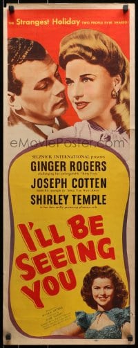 8g181 I'LL BE SEEING YOU insert 1944 cool image of Ginger Rogers, Joseph Cotten & Shirley Temple!