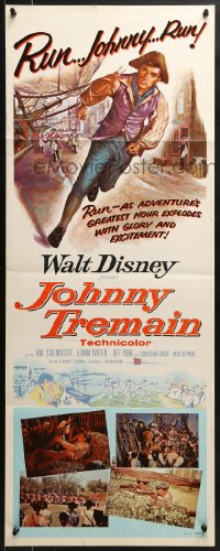 8g195 JOHNNY TREMAIN insert 1957 Walt Disney, from the Esther Forbes novel, art of Hal Stalmaster!