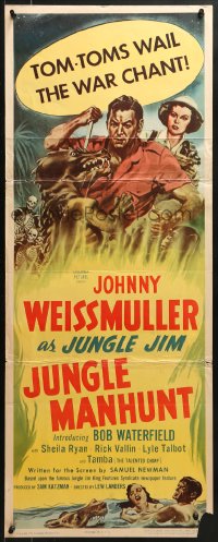 8g200 JUNGLE MANHUNT insert 1951 Johnny Weissmuller as Jungle Jim, Ryan, safari into savagery!