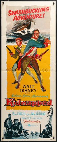 8g206 KIDNAPPED insert 1960 Walt Disney, art of swashbucklers Peter Finch & James MacArthur!