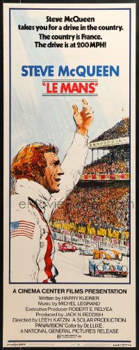 8g220 LE MANS insert 1971 classic Tom Jung artwork of race car driver Steve McQueen waving at fans!