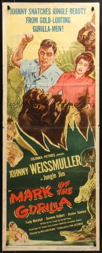 8g240 MARK OF THE GORILLA insert 1950 artwork of Johnny Weissmuller as explorer Jungle Jim!