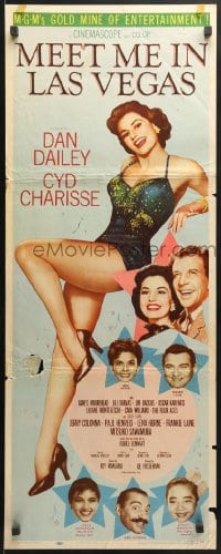 8g244 MEET ME IN LAS VEGAS insert 1956 full-length showgirl Cyd Charisse in skimpy outfit!