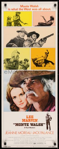 8g254 MONTE WALSH insert 1970 c/u of cowboy Lee Marvin & pretty Jeanne Moreau + photo montage!
