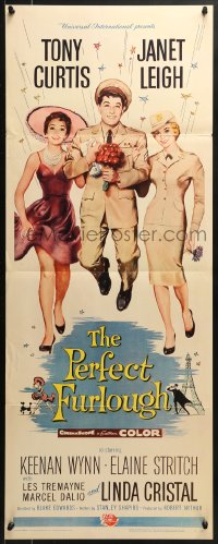 8g277 PERFECT FURLOUGH insert 1958 great artwork of Tony Curtis in uniform with Janet Leigh!