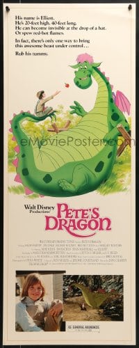 8g280 PETE'S DRAGON insert R1984 Walt Disney, colorful art of cast headshots & dragon by Paul Wenzel!