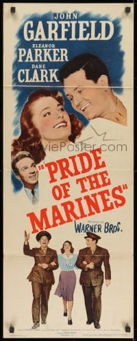 8g288 PRIDE OF THE MARINES insert 1945 John Garfield, Eleanor Parker, Dane Clark!