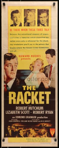 8g294 RACKET insert 1951 Robert Ryan grabs sexy Lizabeth Scott, Robert Mitchum, Howard Hughes!