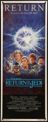 8g302 RETURN OF THE JEDI insert R1985 George Lucas classic, Mark Hamill, Ford, Tom Jung art!