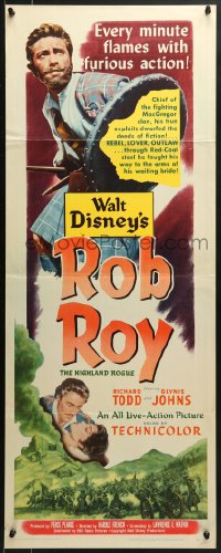 8g303 ROB ROY insert 1954 Disney, art of Richard Todd as The Scottish Highland Rogue!