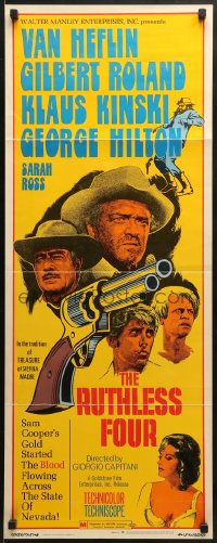 8g311 RUTHLESS FOUR insert 1969 Van Heflin, Gilbert Roland, Klaus Kinski, spaghetti western!