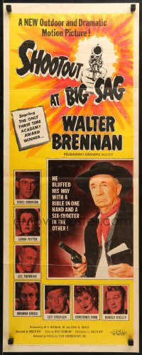 8g329 SHOOTOUT AT BIG SAG insert 1962 great close up of Walter Brennan holding gun & Bible!