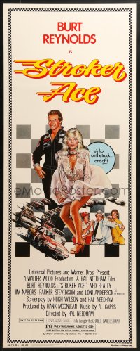 8g353 STROKER ACE insert 1983 car racing art of Burt Reynolds & sexy Loni Anderson by Drew Struzan!