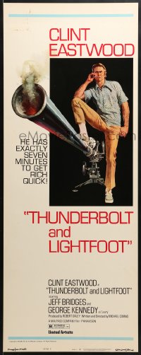 8g379 THUNDERBOLT & LIGHTFOOT style C insert 1974 art of Clint Eastwood with huge gun by Ken Barr!