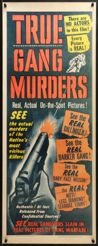 8g394 TRUE GANG MURDERS insert 1960 no actors, see real killers slain in an orgy of gang warfare!